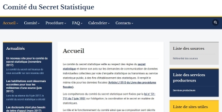 Nouveau site web Comité du Secret Statistique